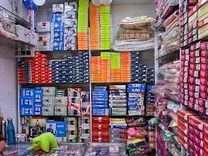 Store shelves at Paswan Hosiery